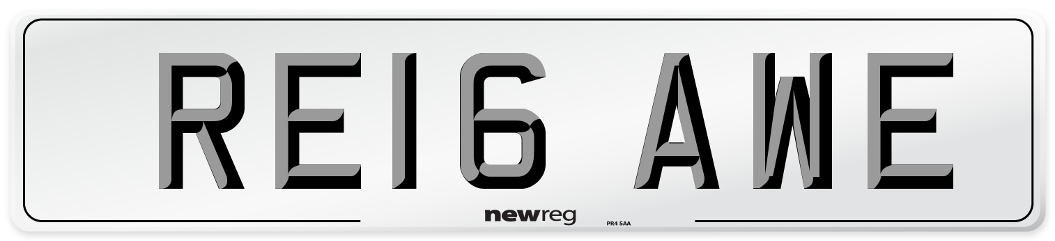 RE16 AWE Number Plate from New Reg